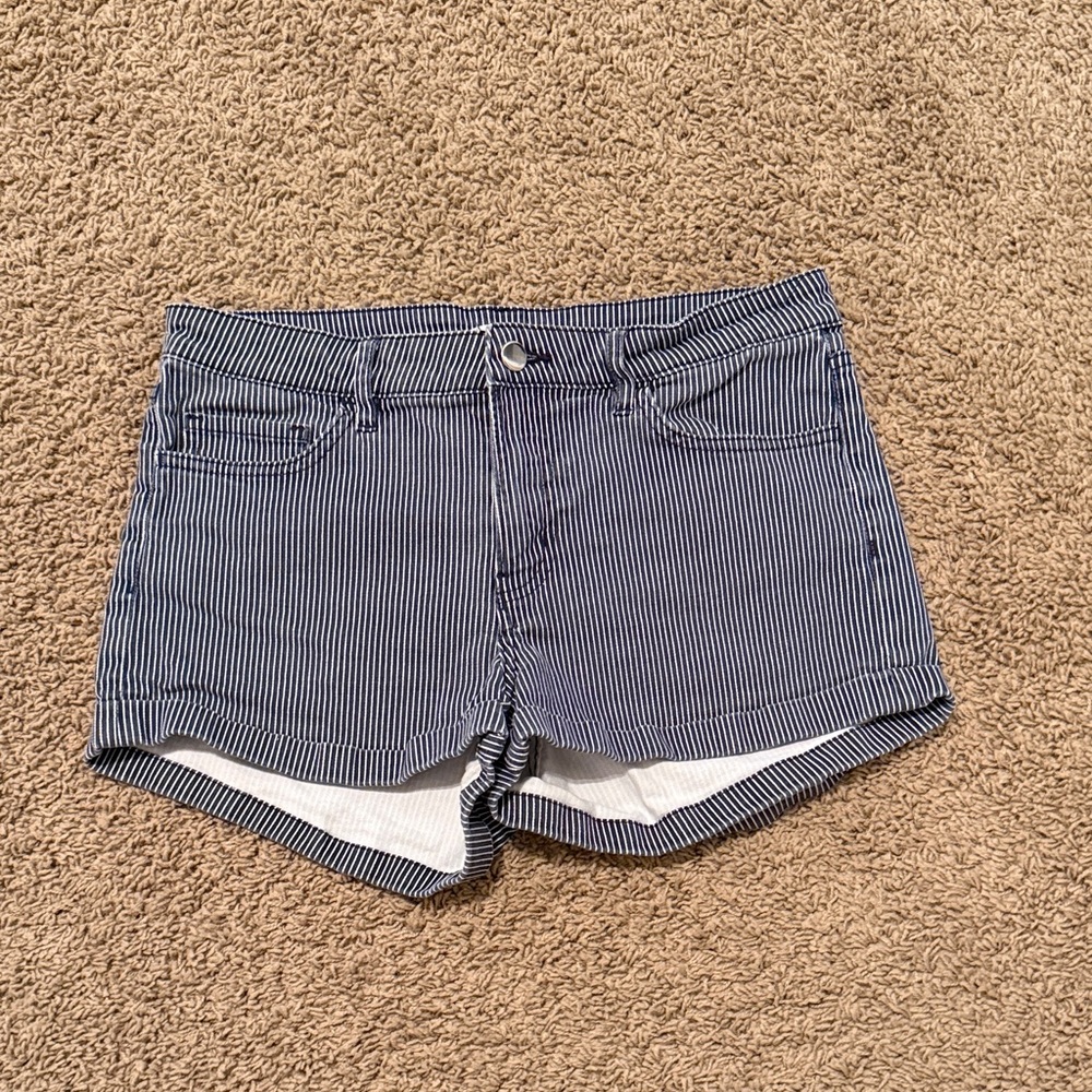 H&M Navy Striped Jean Shorts